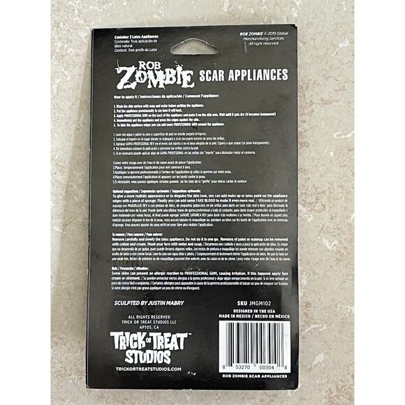 TRICK OR TREAT 3 PC ROB ZOMBIE LATEX SCARS HALLOWEEN PROSTHETICS NEW MAJMGM102 - Picture 3 of 4